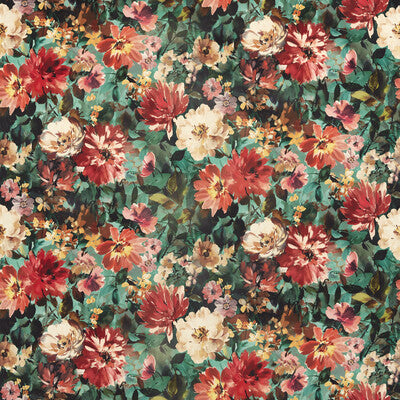 CLARKE AND CLARKE VELVET BOTANICAL & FLORAL MULTI,RUST,TURQUOISE   - F1610/02.CAC.0