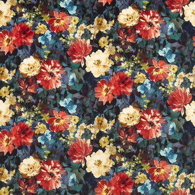 CLARKE AND CLARKE VELVET BOTANICAL & FLORAL MULTI,DARK BLUE,RED   - F1610/04.CAC.0