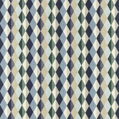 CLARKE AND CLARKE PRINT STRIPES DARK BLUE,GREEN,GREY   - F1637/01.CAC.0