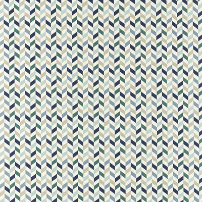 CLARKE AND CLARKE PRINT STRIPES DARK BLUE,GREEN,TURQUOISE   - F1639/01.CAC.0