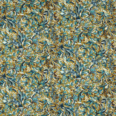 CLARKE AND CLARKE PRINT BOTANICAL & FLORAL GOLD,TEAL,BLUE   - F1644/04.CAC.0