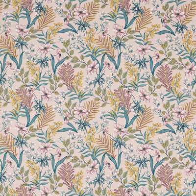 CLARKE AND CLARKE PRINT BOTANICAL & FLORAL PINK,TEAL,GOLD   - F1650/01.CAC.0