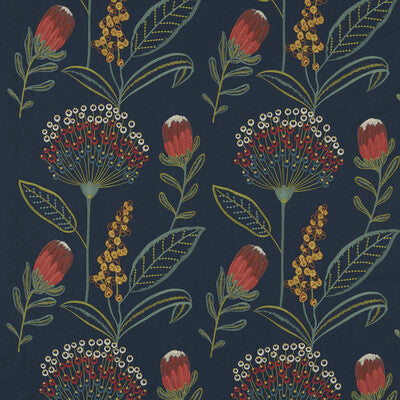 CLARKE AND CLARKE EMBROIDERY BOTANICAL & FLORAL DARK BLUE,RUST,GREEN   - F1715/02.CAC.0