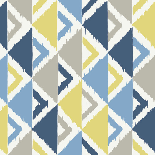 Seabrook Designs  Dino Peak Geometric Kids/Nursery Blue, Gray, , Gold   - FA40202