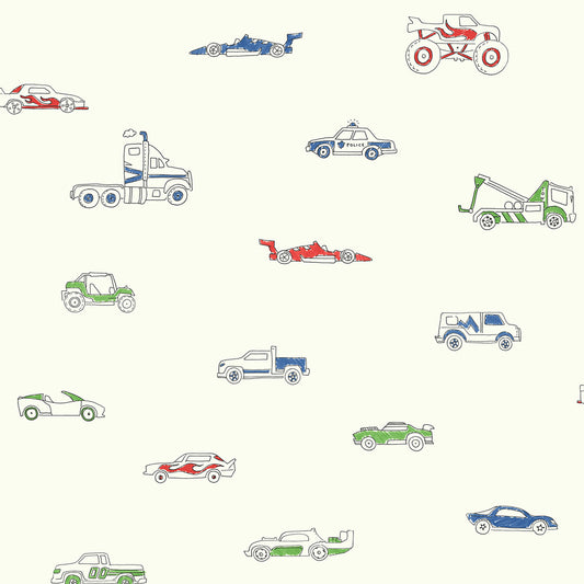 Seabrook Designs  Traffic Jam Illustration Kids/Nursery Multicolored   - FA40301