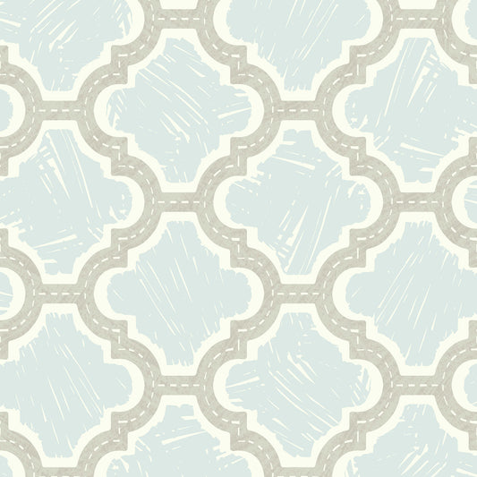Seabrook Designs  Racetrack Ogee Ogee Kids/Nursery Gray , Powder Blue   - FA40408