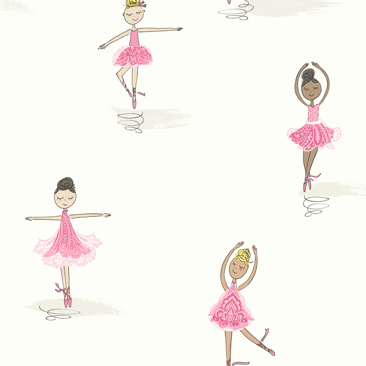 Seabrook Designs  Tiny Dancers Illustration Kids/Nursery Bubblegum , White   - FA40801
