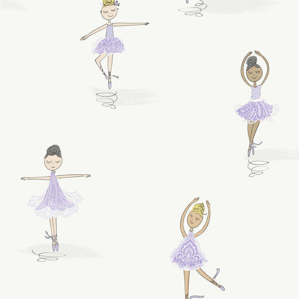 Seabrook Designs  Tiny Dancers Illustration Kids/Nursery Lilac , White   - FA40809
