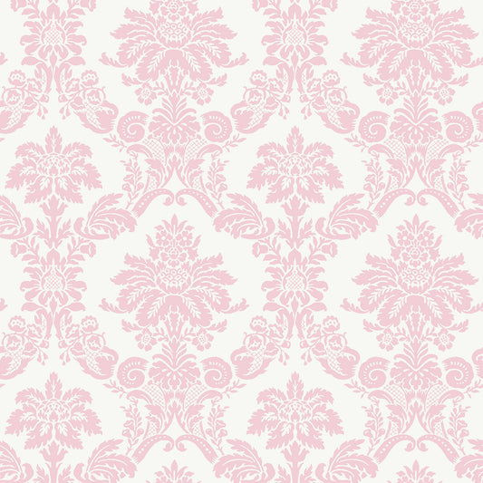Seabrook Designs  Glitter Damask Damask Kids/Nursery Bubblegum , White   - FA40901