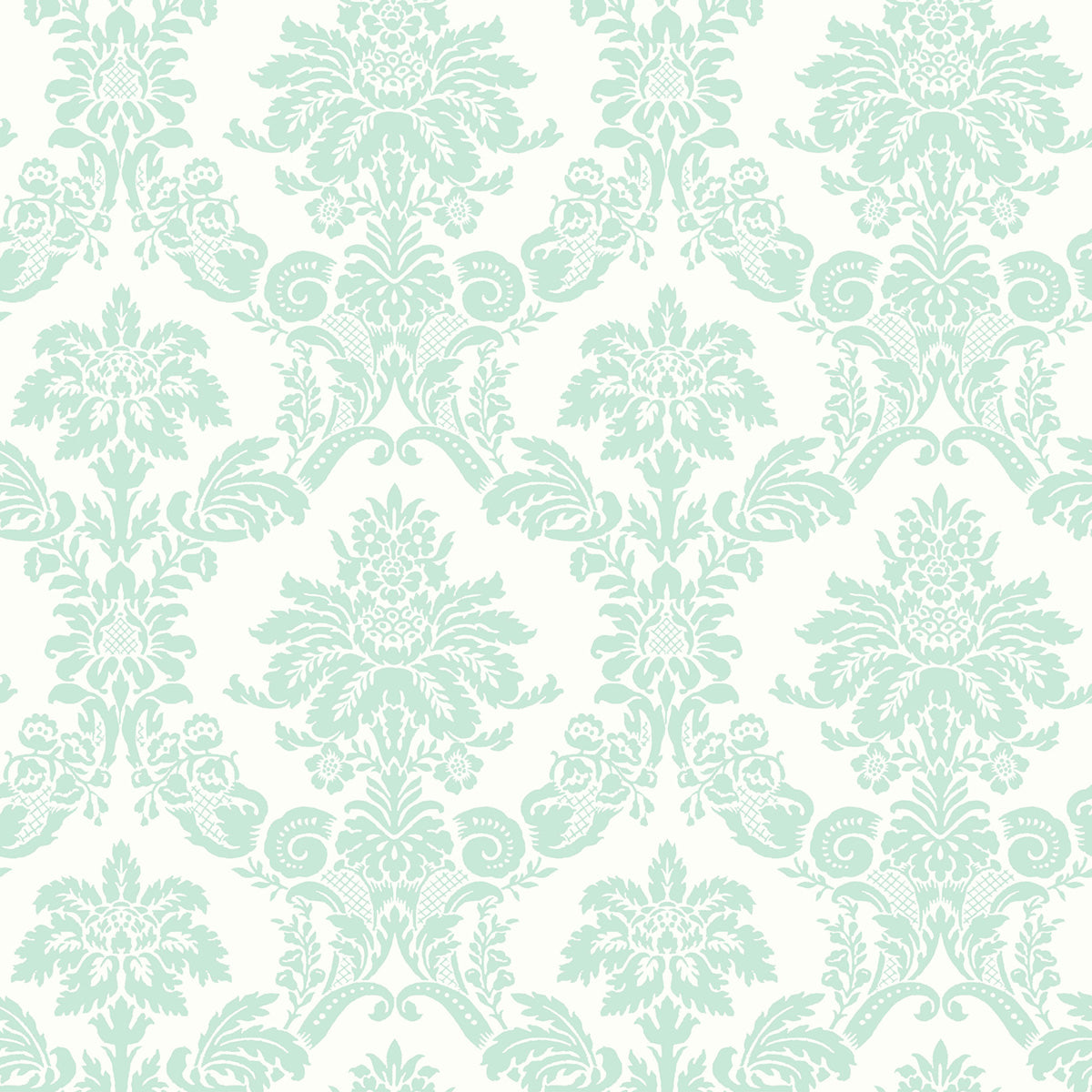 Seabrook Designs  Glitter Damask Damask Kids/Nursery Teal , White    - FA40904