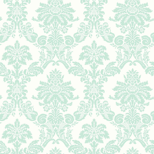 Seabrook Designs  Glitter Damask Damask Kids/Nursery Teal , White    - FA40904