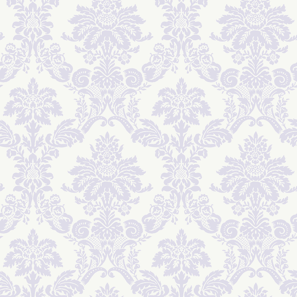 Seabrook Designs  Glitter Damask Damask Kids/Nursery Lilac , White   - FA40909