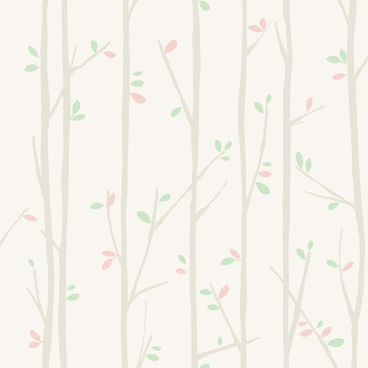Seabrook Designs  Tree Top Botanical Kids/Nursery Gray, Mint, , Bubblegum   - FA41205