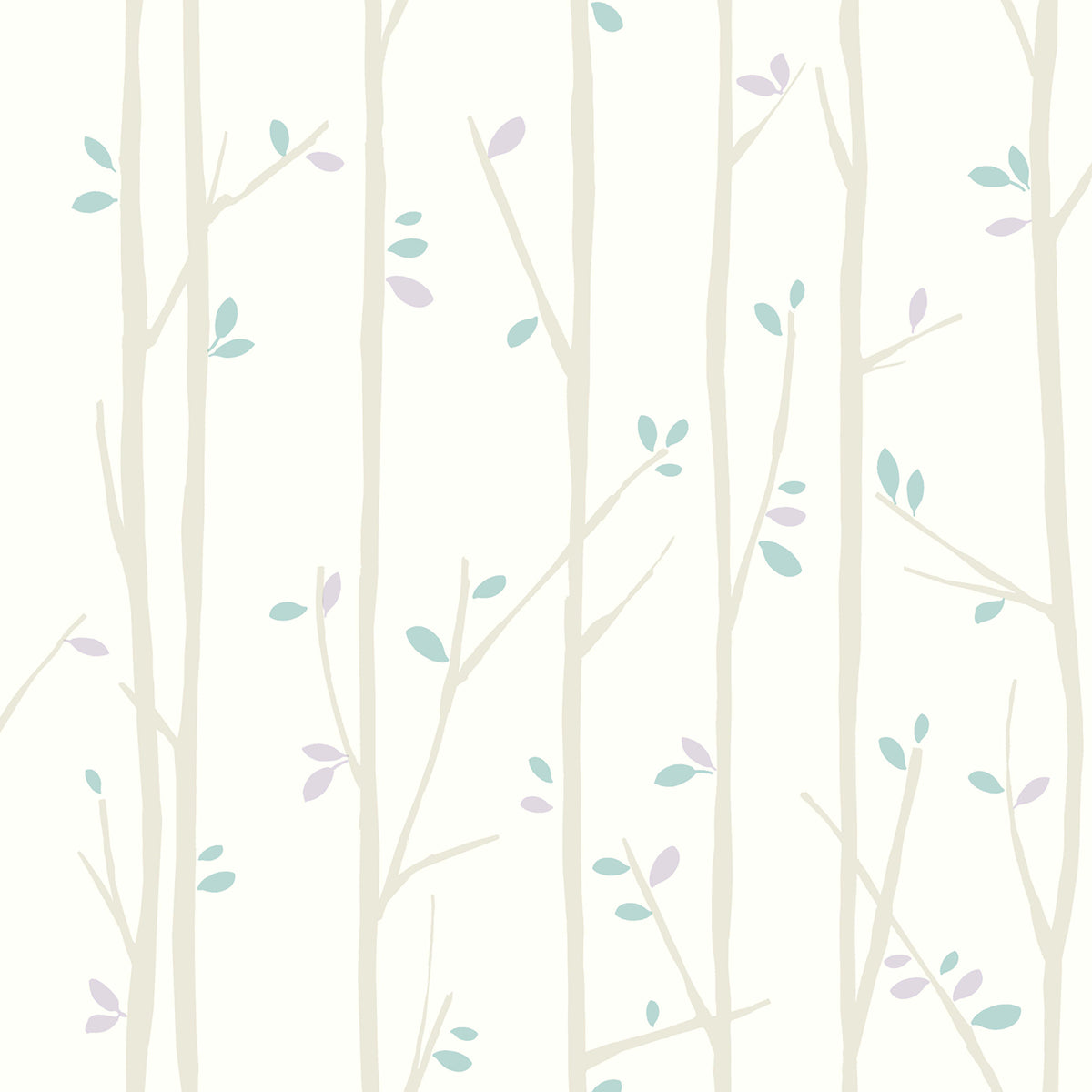 Seabrook Designs  Tree Top Botanical Kids/Nursery Gray, Lilac, , Sky Blue   - FA41209