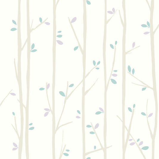 Seabrook Designs  Tree Top Botanical Kids/Nursery Gray, Lilac, , Sky Blue   - FA41209