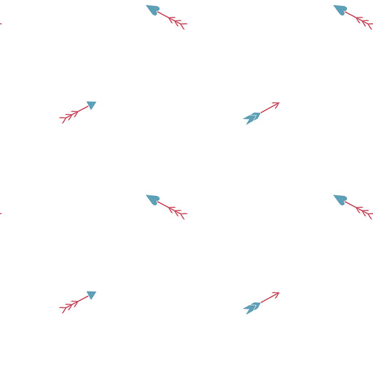 Seabrook Designs  Hearts and Darts Illustration Kids/Nursery Cerulean , Crimson   - FA42302