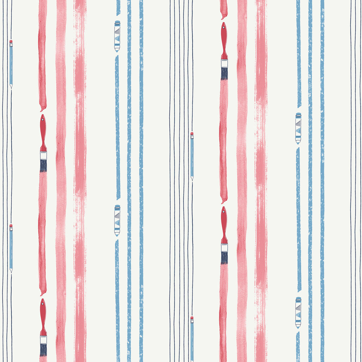 Seabrook Designs  Outside the Lines Abstract Kids/Nursery Fuchsia , Sky Blue   - FA42402