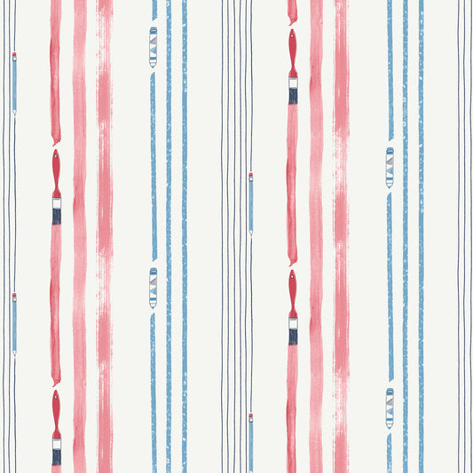 Seabrook Designs  Outside the Lines Abstract Kids/Nursery Fuchsia , Sky Blue   - FA42402