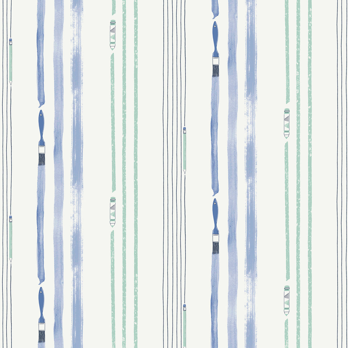 Seabrook Designs  Outside the Lines Abstract Kids/Nursery Periwinkle , Teal   - FA42404