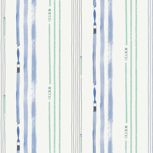 Seabrook Designs  Outside the Lines Abstract Kids/Nursery Periwinkle , Teal   - FA42404