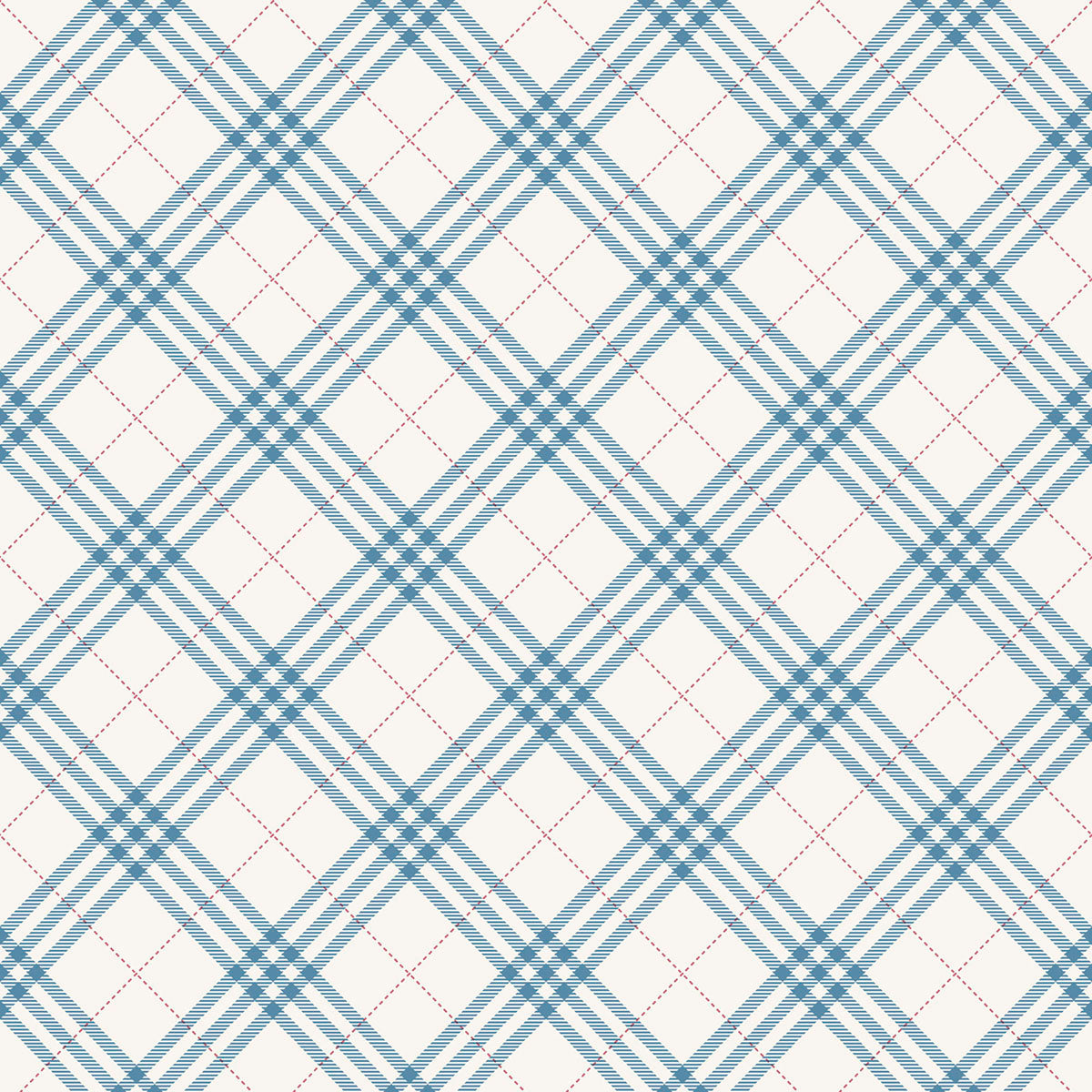 Seabrook Designs  Diagonal Plaid Plaid Kids/Nursery Cerulean , Crimson   - FA42502