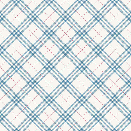 Seabrook Designs  Diagonal Plaid Plaid Kids/Nursery Cerulean , Crimson   - FA42502