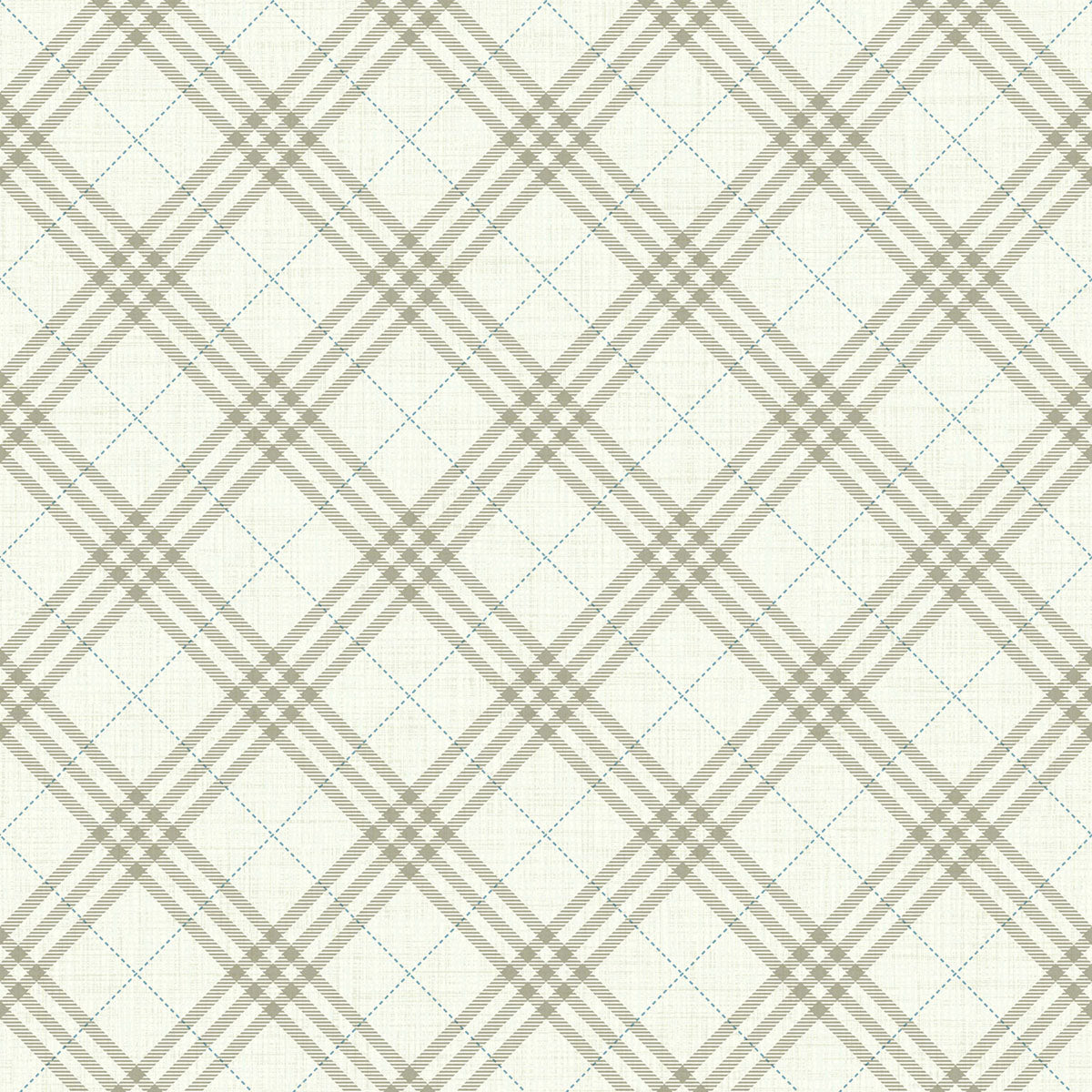 Seabrook Designs  Diagonal Plaid Plaid Kids/Nursery Greige , Cerulean   - FA42506