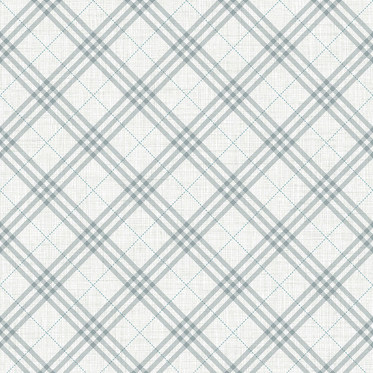 Seabrook Designs  Diagonal Plaid Plaid Kids/Nursery Gray , Ocean Blue   - FA42508