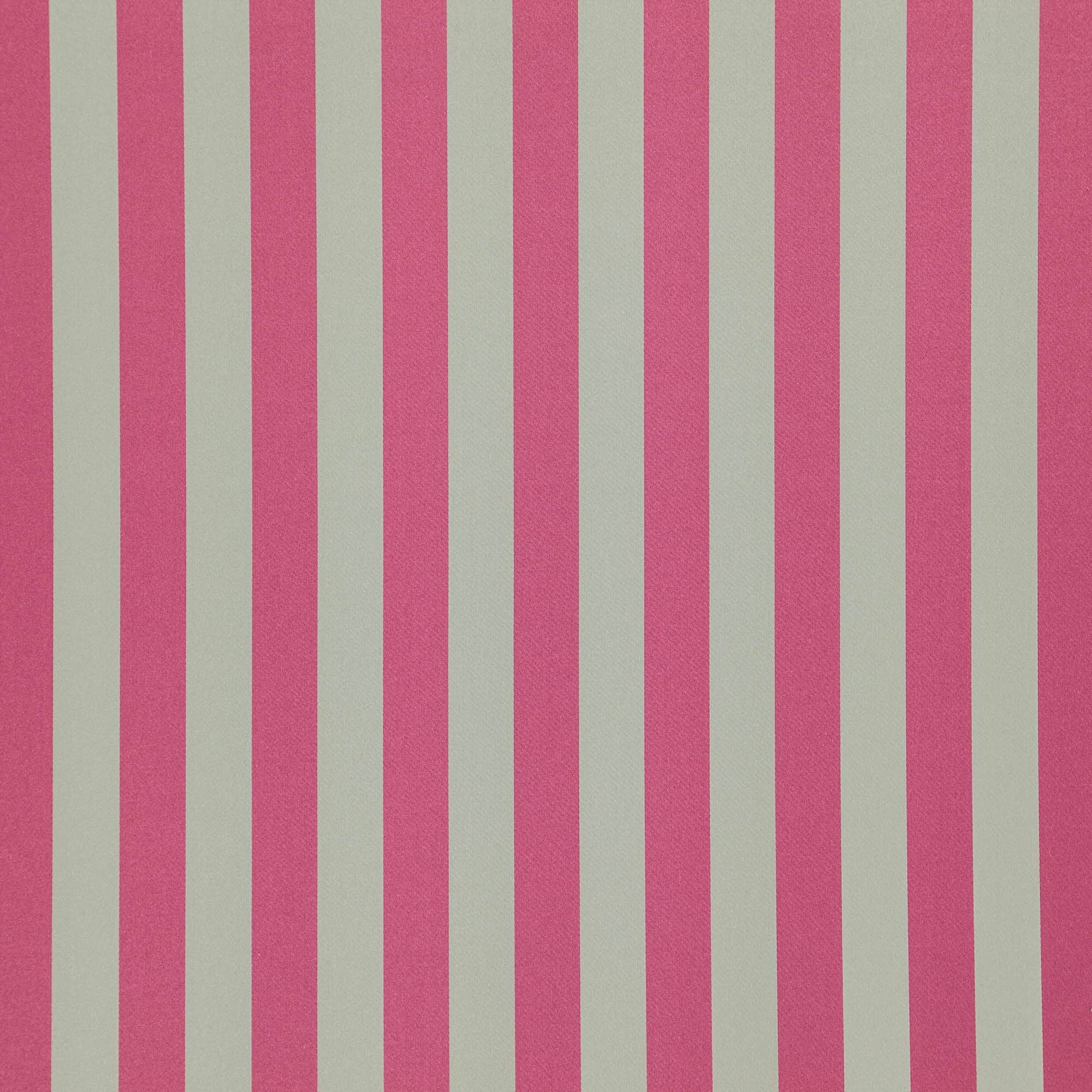Magenta pink and pale gray vertical striped sateen fabric.