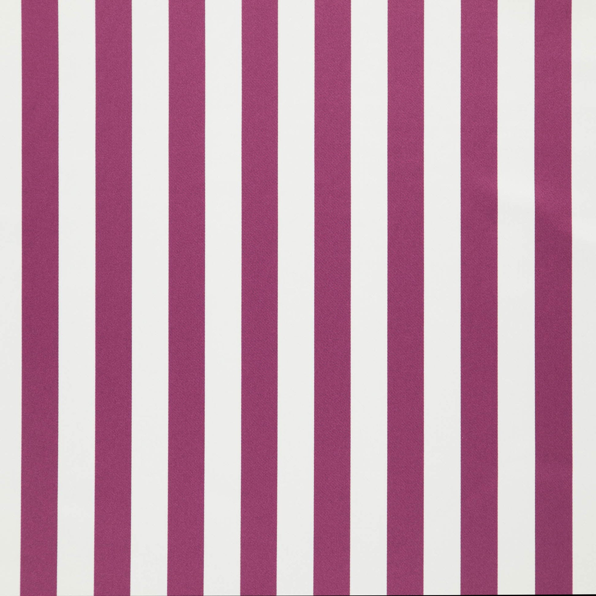 Purple vertical stripes on white fabric; graphic, modern stripe pattern.