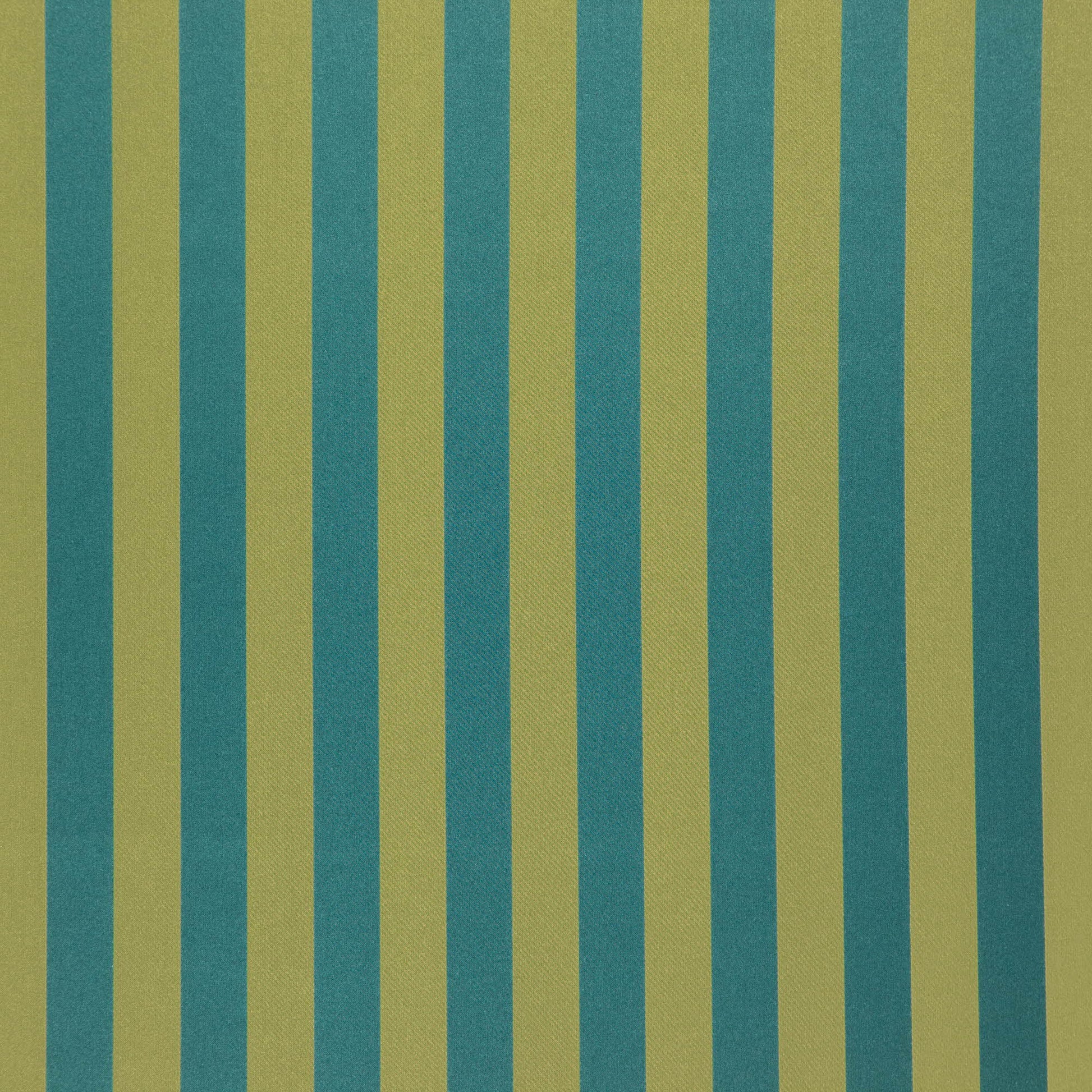 Blue, green, and turquoise vertical striped fabric pattern with a bold modern look for upholstery or decor.