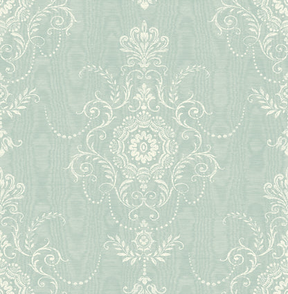 Seabrook Designs French Country Colette Cameo Damask Country Blue Matte  - FC60314