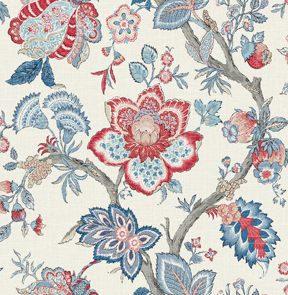 Seabrook Designs French Country Bernadette Jacobean Floral Country Multi Matte  - FC60401