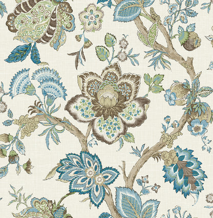 Seabrook Designs French Country Bernadette Jacobean Floral Country Multi Matte  - FC60406