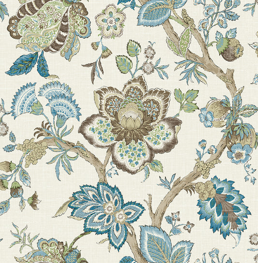 Seabrook Designs French Country Bernadette Jacobean Floral Country Multi Matte Sidewall - FC60406