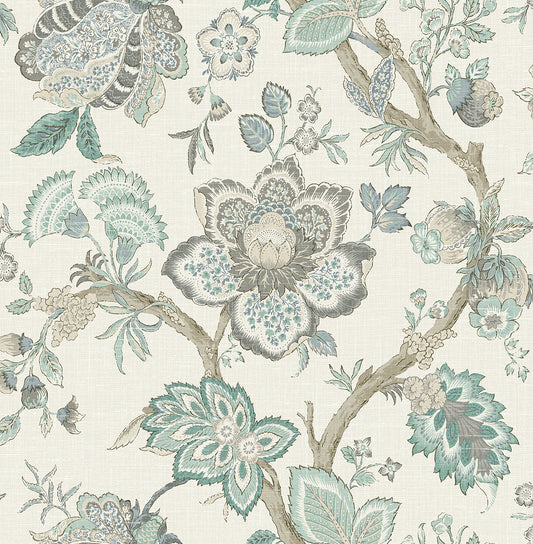 Seabrook Designs French Country Bernadette Jacobean Floral Country Multi Matte Sidewall - FC60408