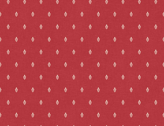 Seabrook Designs French Country Petite Feuille Sprig Floral Country Red Matte Sidewall - FC60601