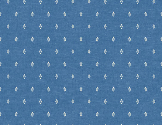 Seabrook Designs French Country Petite Feuille Sprig Floral Country Blue Matte Sidewall - FC60602