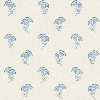 Seabrook Designs French Country Lotus Branch Floral Floral Country Blue Matte  - FC60802