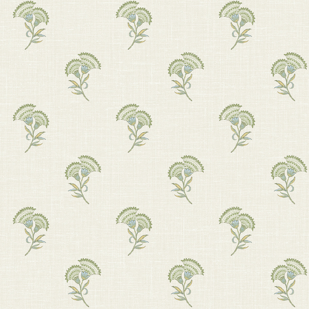 Seabrook Designs French Country Lotus Branch Floral Floral Country Green Matte Sidewall - FC60804