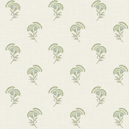 Seabrook Designs French Country Lotus Branch Floral Floral Country Green Matte  - FC60804