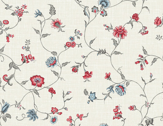 Seabrook Designs French Country Florale Trail Floral Country Multi Matte Sidewall - FC61001