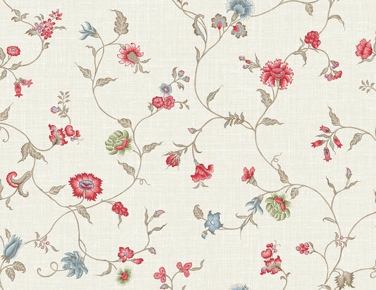 Seabrook Designs French Country Florale Trail Floral Country Multi Matte Sidewall - FC61004