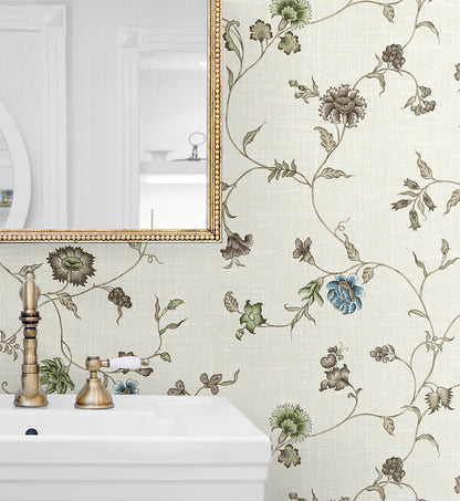 Seabrook Designs French Country Florale Trail Floral Country Multi Matte  - FC61006
