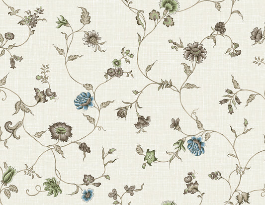 Seabrook Designs French Country Florale Trail Floral Country Multi Matte Sidewall - FC61006