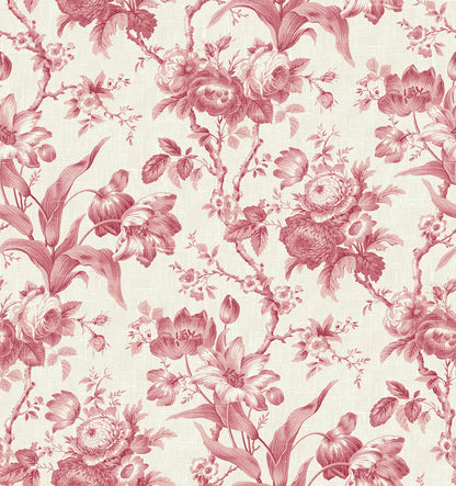 Seabrook Designs French Country En Rose Floral Country Red Matte  - FC61201