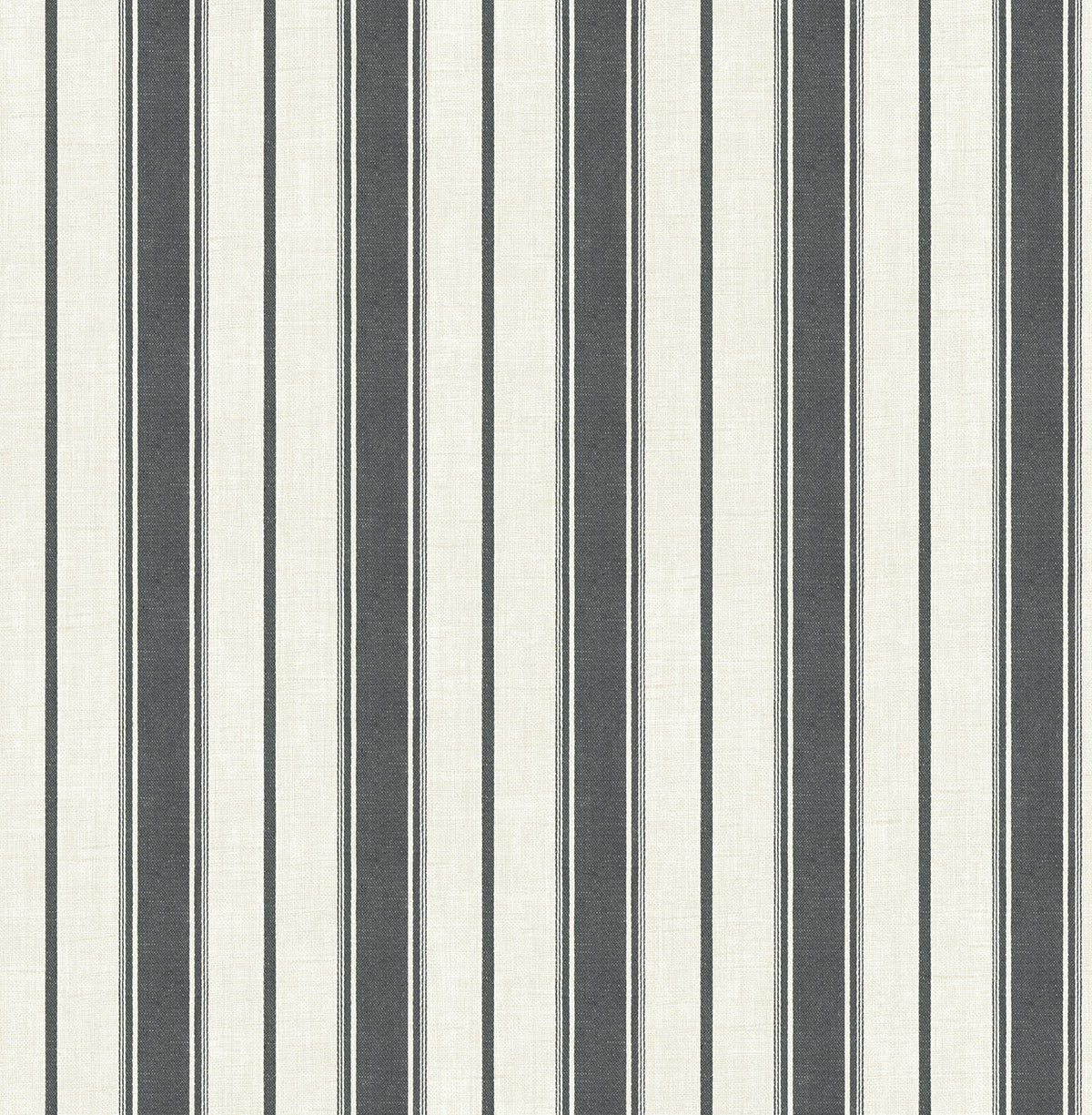 Seabrook Designs French Country Eliott Linen Stripe Stripe Country Black Matte Sidewall - FC61500