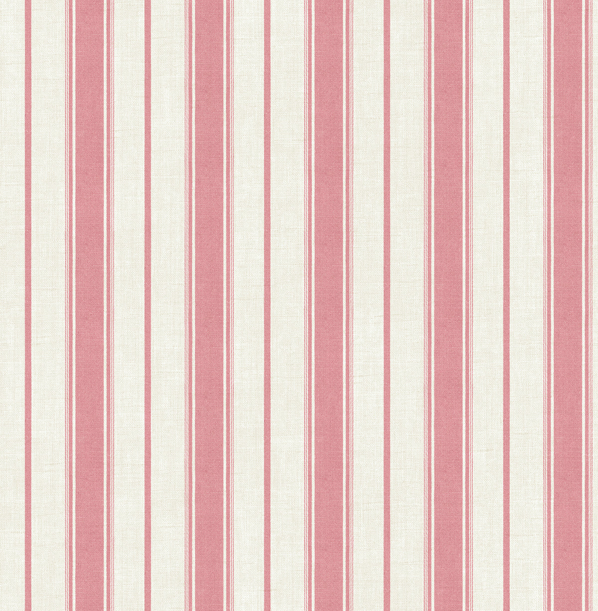 Seabrook Designs French Country Eliott Linen Stripe Stripe Country Red Matte Sidewall - FC61501