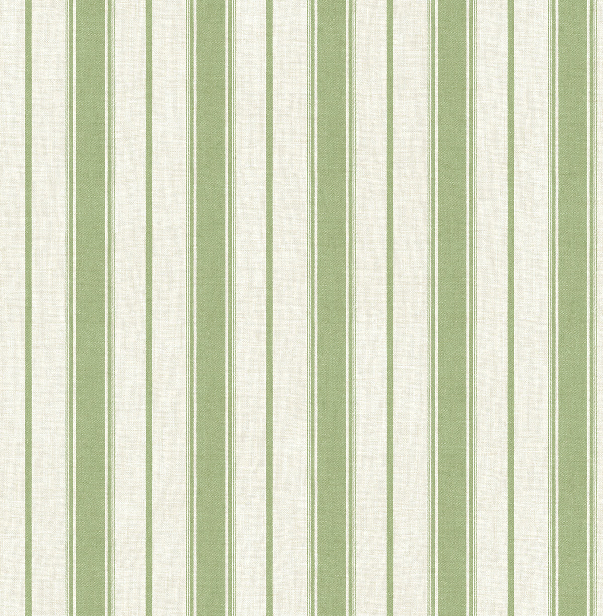 Seabrook Designs French Country Eliott Linen Stripe Stripe Country Green Matte Sidewall - FC61504