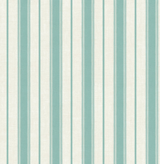 Seabrook Designs French Country Eliott Linen Stripe Stripe Country Green Matte Sidewall - FC61514